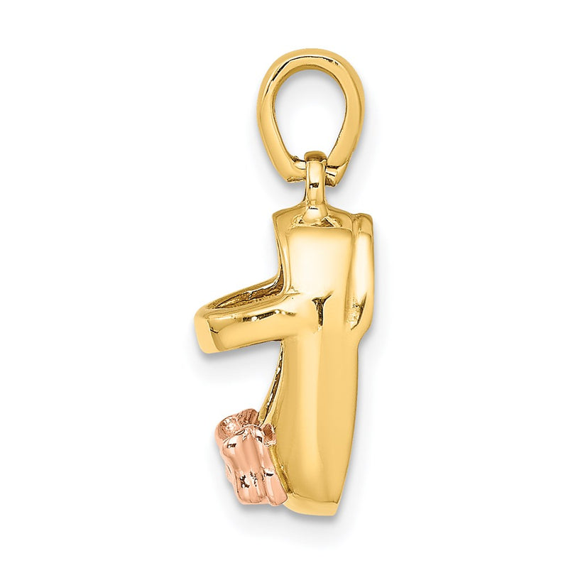 14k Two-tone Gold  3D Two-tone Gold Baby Shoe Charm