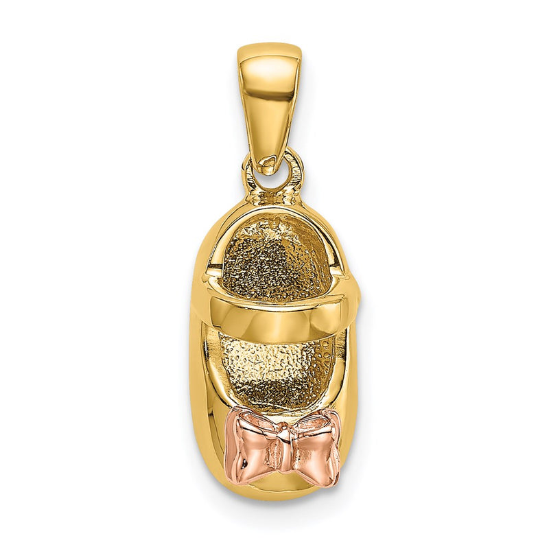 14k Two-tone Gold  3D Two-tone Gold Baby Shoe Charm