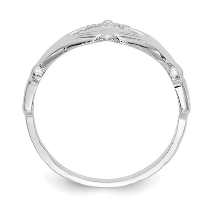 14k White Gold Polished Claddagh Ring