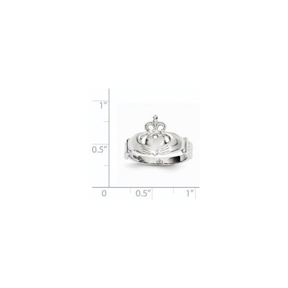 14k White Gold Polished Claddagh Ring