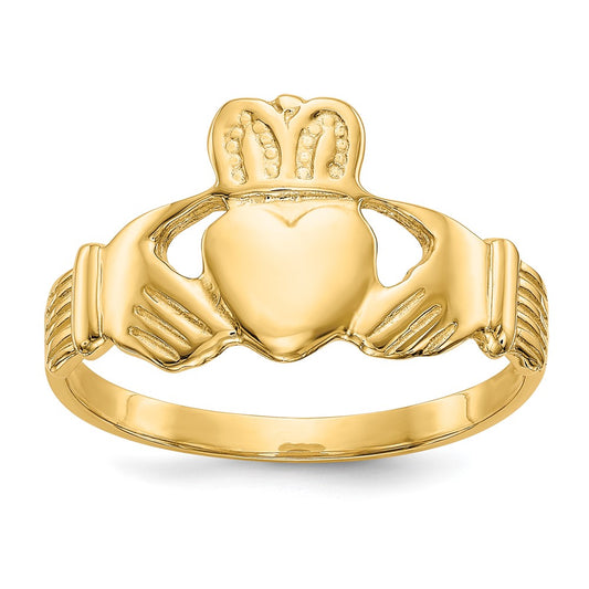 14K Yellow Gold Men's Claddagh Ring