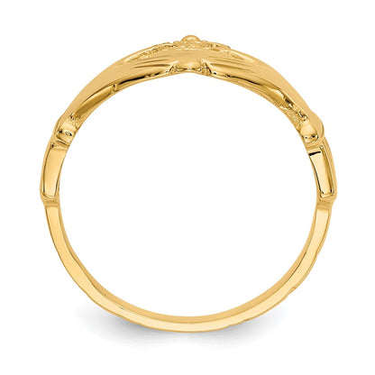 14K Yellow Gold Polished Claddagh Ring