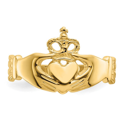 14K Yellow Gold Polished Claddagh Ring