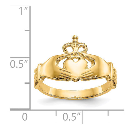 14K Yellow Gold Polished Claddagh Ring