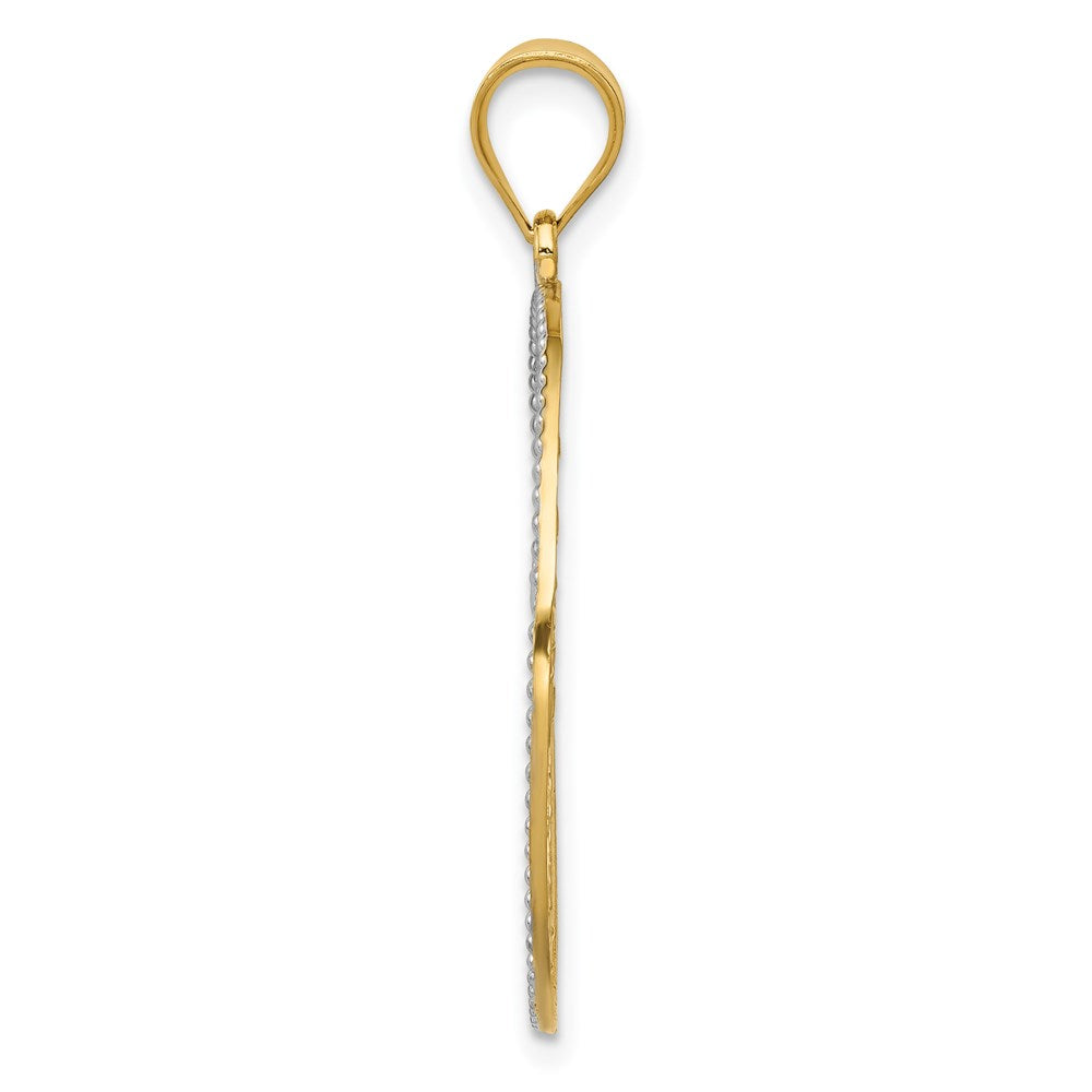 14k Yellow & Rhodium Gold w/Rhodium Filigree Tree of Life Pendant