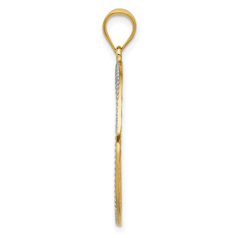 14k Yellow & Rhodium Gold w/Rhodium Filigree Tree of Life Pendant