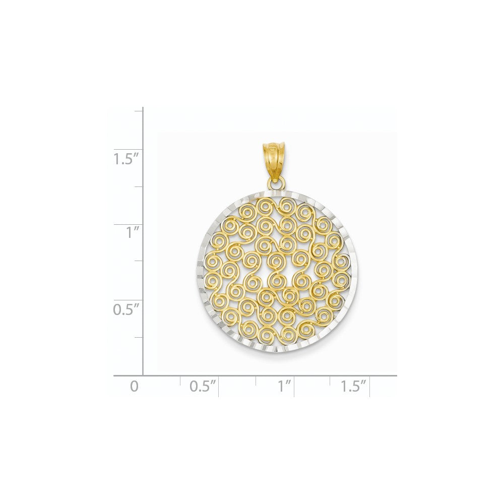 14k Yellow & Rhodium Gold & Rhodium Round Pendant