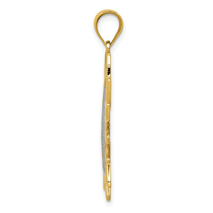14k Yellow & Rhodium Gold w/Rhodium Sun Filigree Pendant