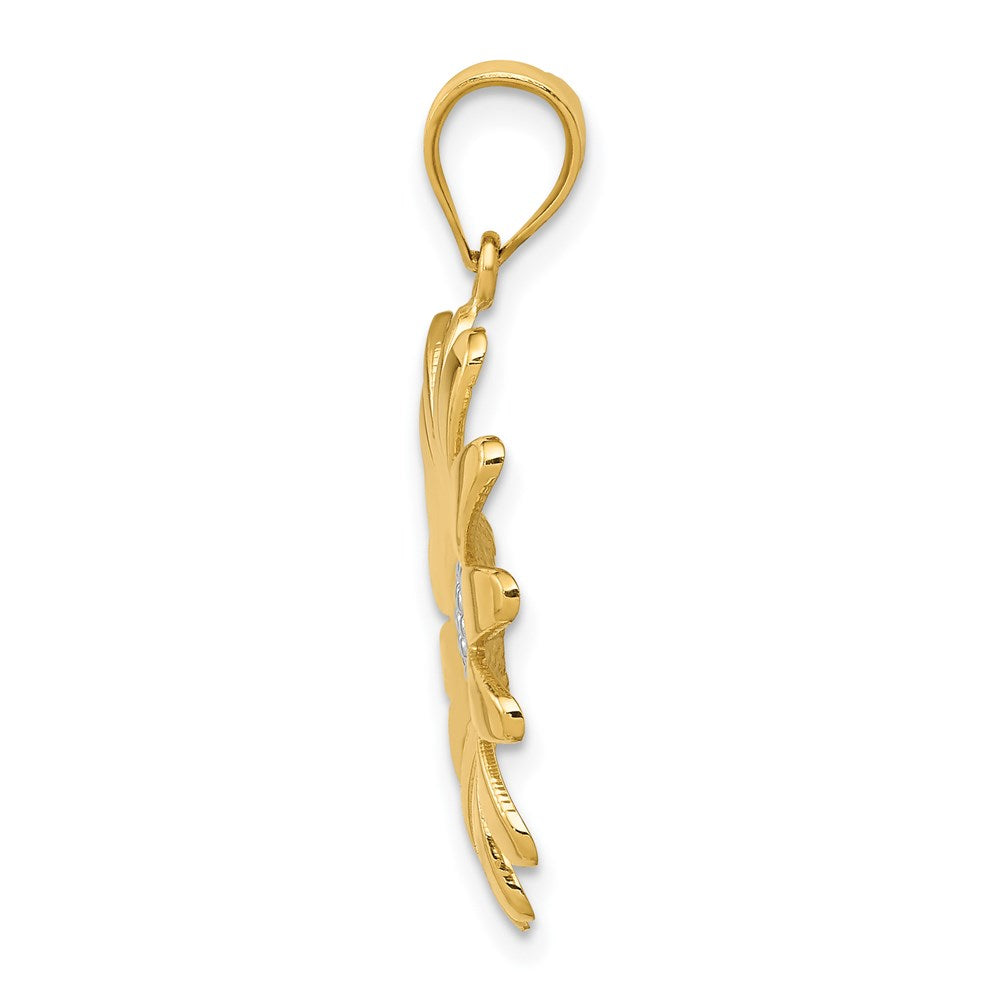 14k Yellow & Rhodium Gold w/Rhodium Sunflower Pendant