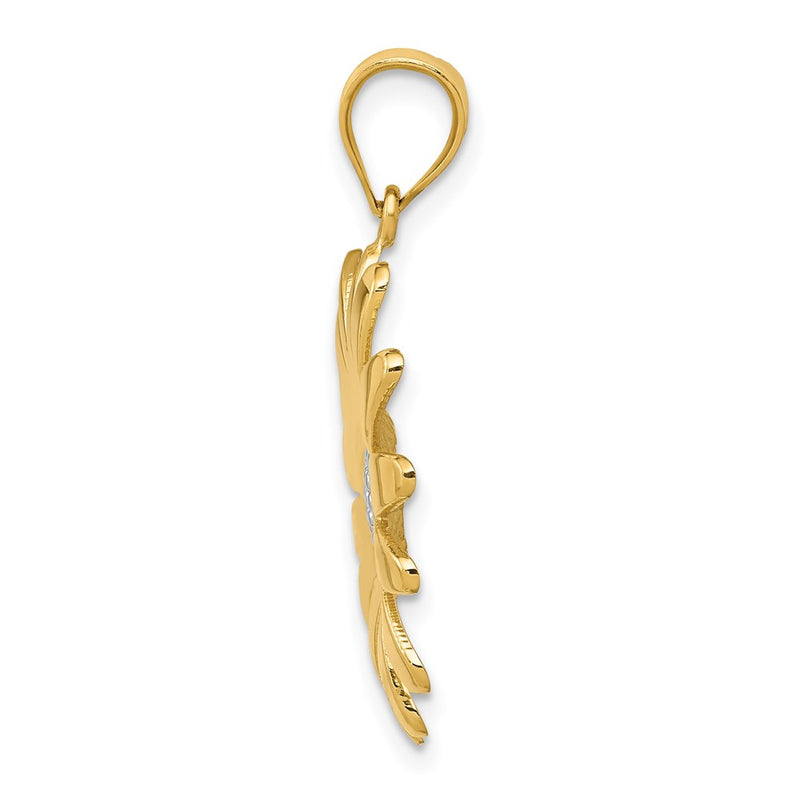14k Yellow & Rhodium Gold w/Rhodium Sunflower Pendant