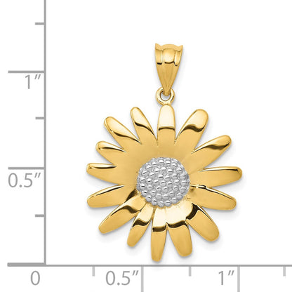 14k Yellow & Rhodium Gold w/Rhodium Sunflower Pendant