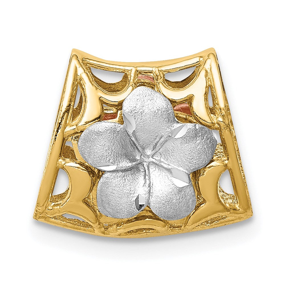 14k Tri-Color Gold Reversible Plumeria Slide