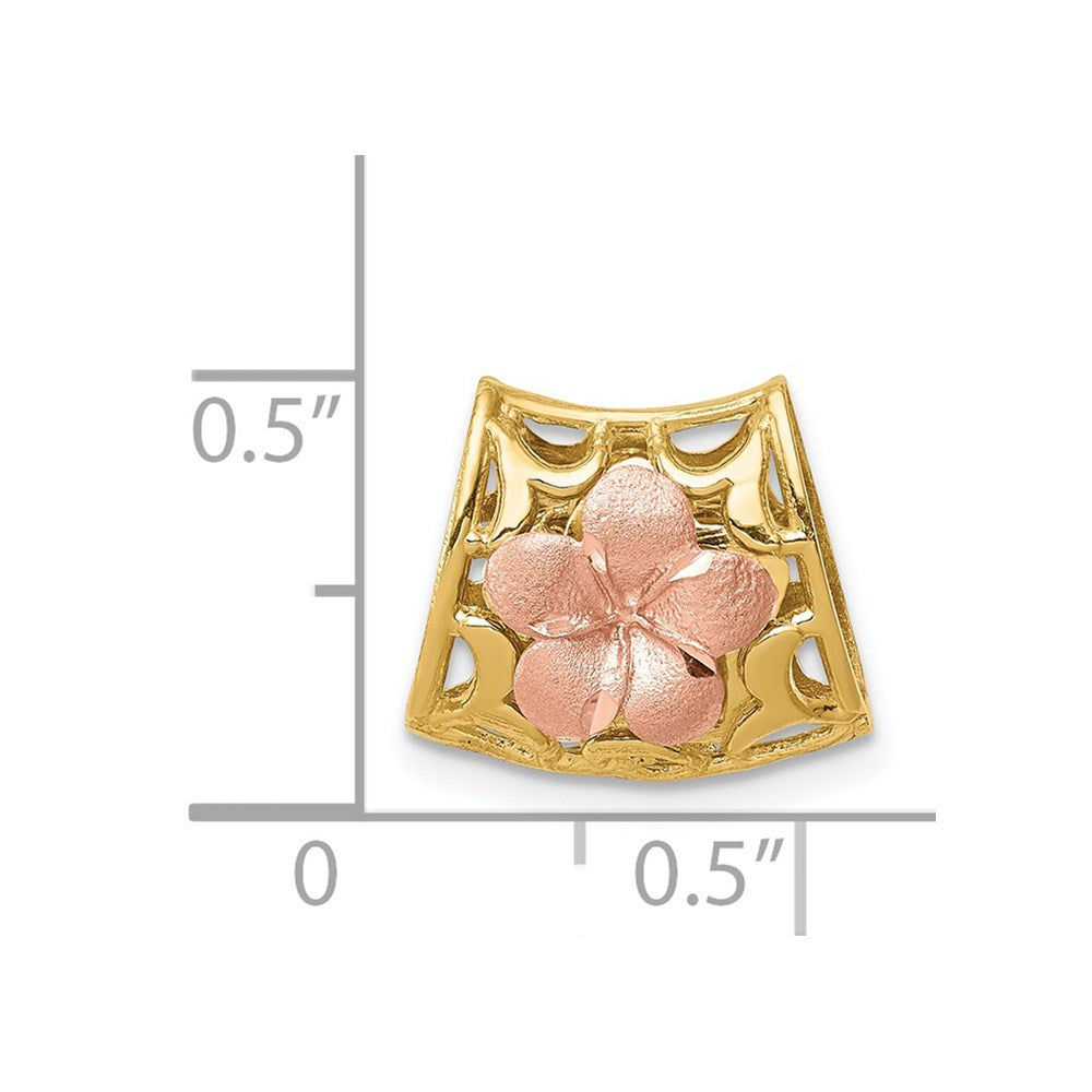 14k Tri-Color Gold Reversible Plumeria Slide