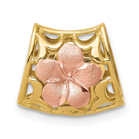 14k Tri-Color Gold Reversible Plumeria Slide