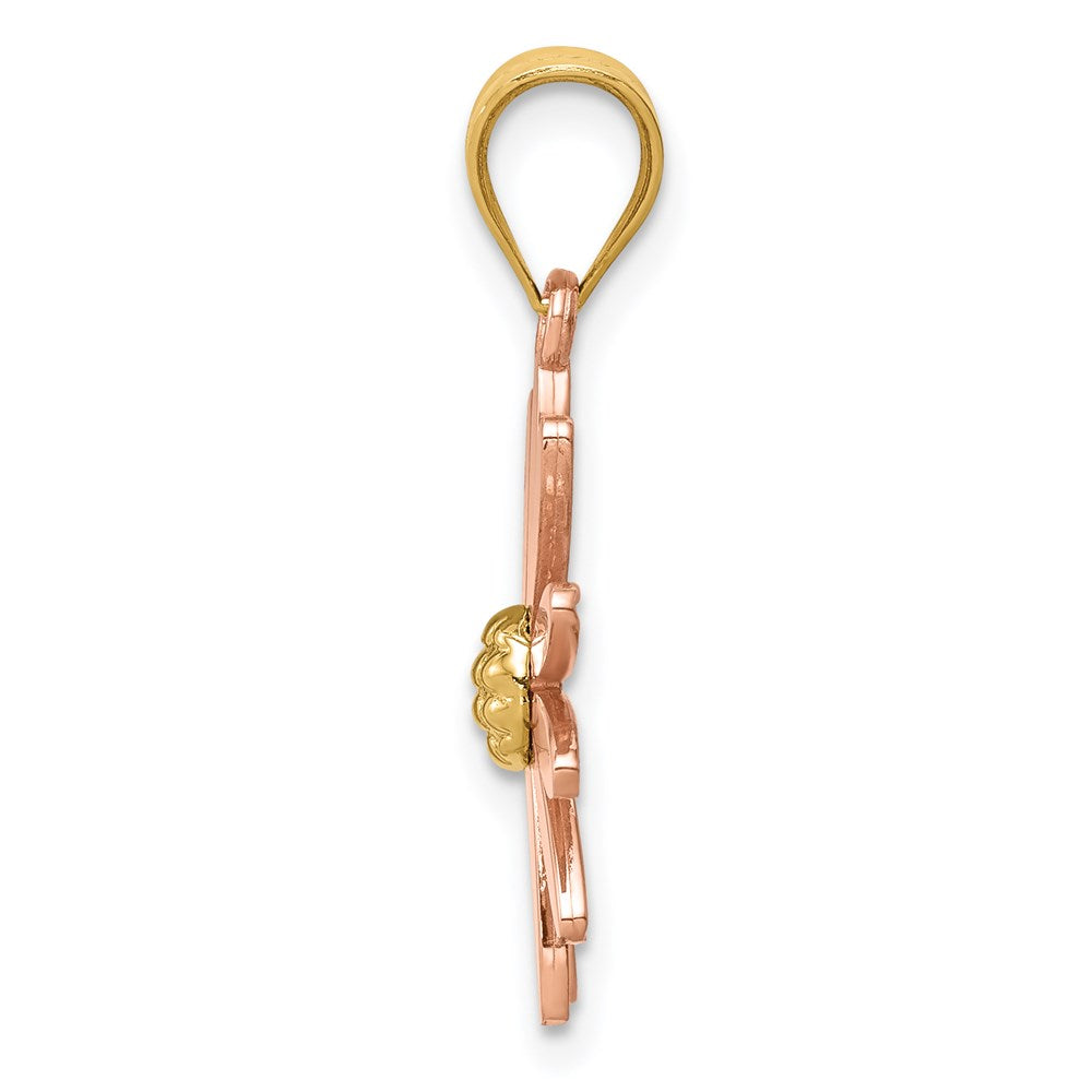 14k Two-tone Gold Rose and Yellow Gold Daisy Pendant