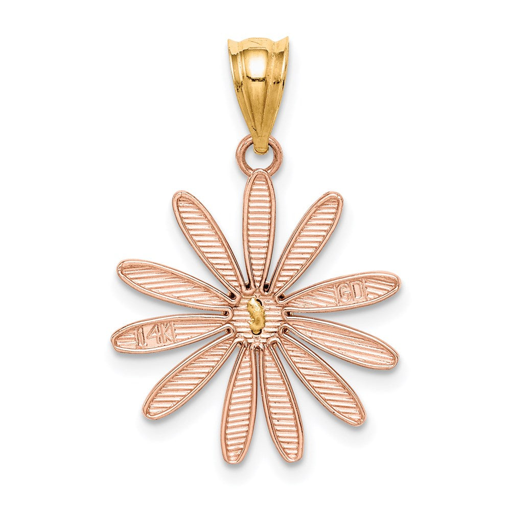 14k Two-tone Gold Rose and Yellow Gold Daisy Pendant