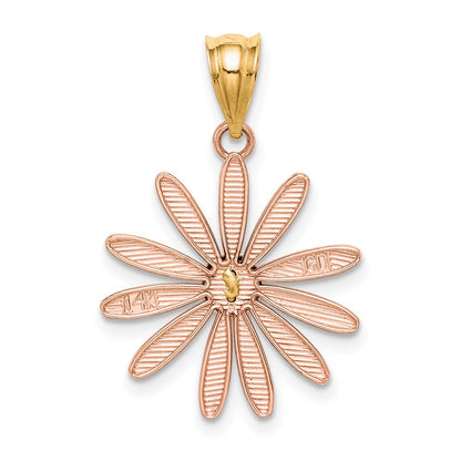 14k Two-tone Gold Rose and Yellow Gold Daisy Pendant
