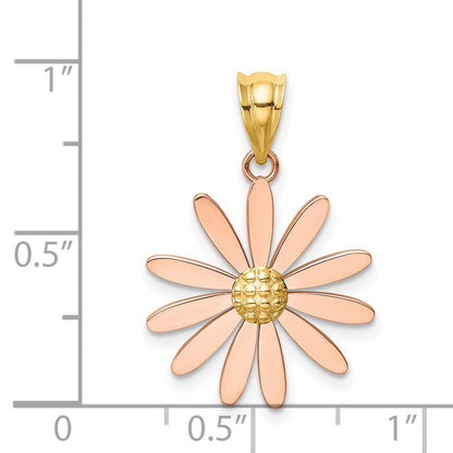 14k Two-tone Gold Rose and Yellow Gold Daisy Pendant