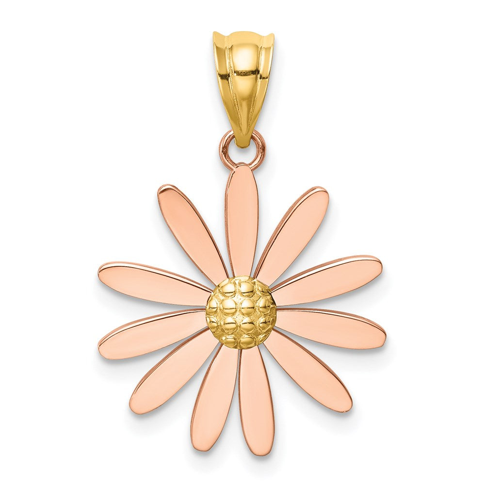 14k Two-tone Gold Rose and Yellow Gold Daisy Pendant