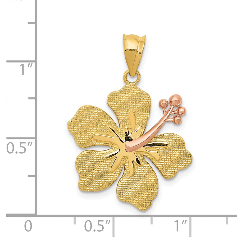 14k Two-tone Gold Yellow/Rose Hibiscus Charm