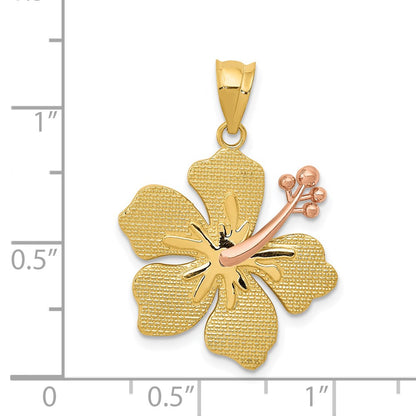 14k Two-tone Gold Yellow/Rose Hibiscus Charm