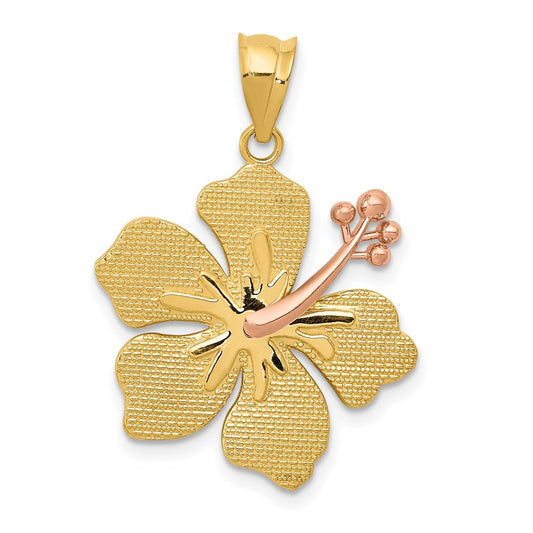 14k Two-tone Gold Yellow/Rose Hibiscus Charm