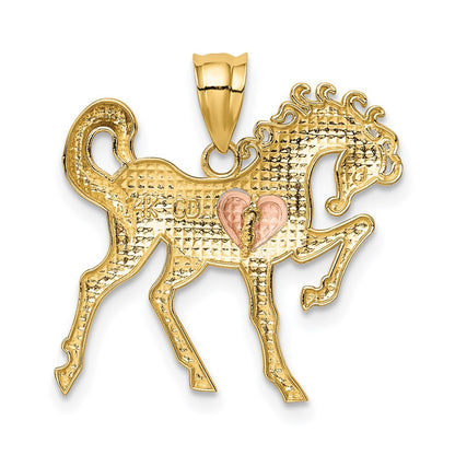 14k Two-tone Gold Yellow and Rose Gold Horse w/Heart Charm