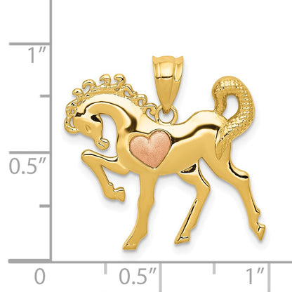 14k Two-tone Gold Yellow and Rose Gold Horse w/Heart Charm