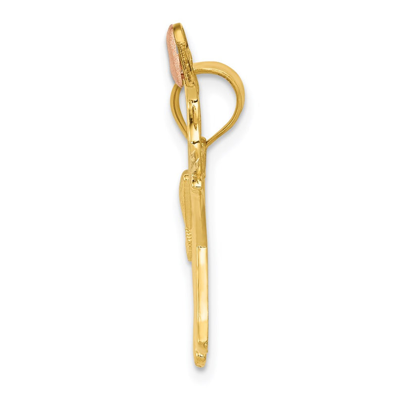 14k Two-tone Gold w/White Rhodium D/C Elephant w/Heart Pendant