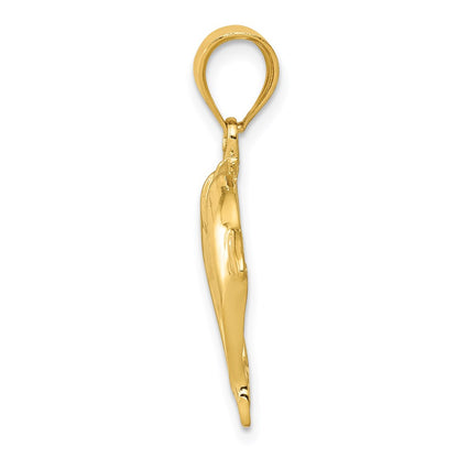 14k Yellow Gold Two Dolphins Pendant