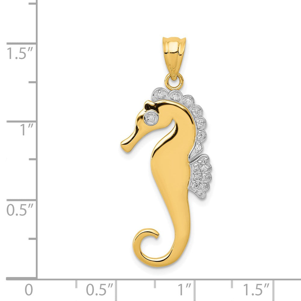 14k Yellow & Rhodium Gold & Rhodium Seahorse Charm