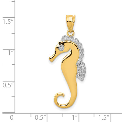 14k Yellow & Rhodium Gold & Rhodium Seahorse Charm