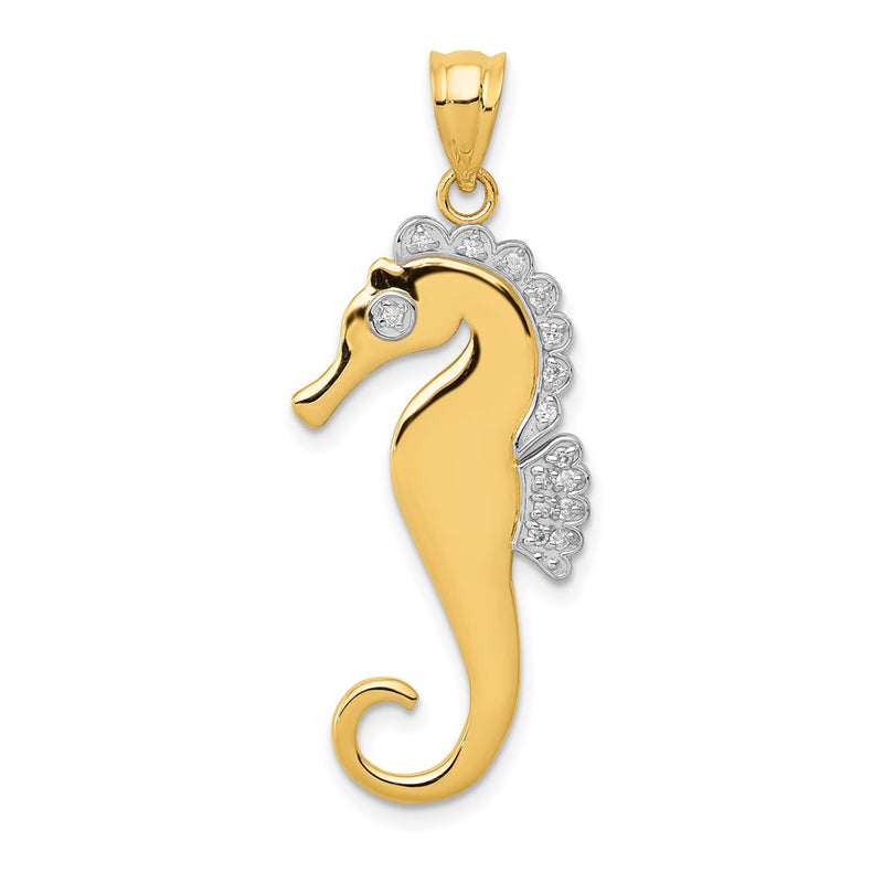 14k Yellow & Rhodium Gold & Rhodium Seahorse Charm