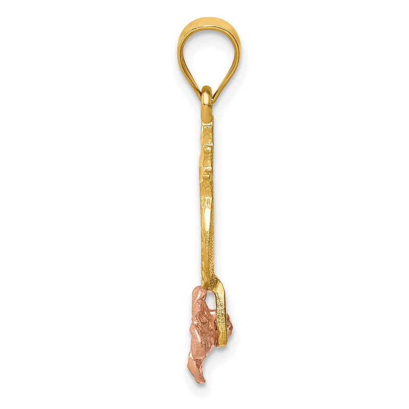 14k Two-tone Gold Yellow and Rose Gold Pineapple W/ Plumeria Pendant