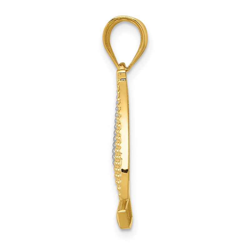 14k Yellow & Rhodium Gold & Rhodium Textured Sailboat Pendant