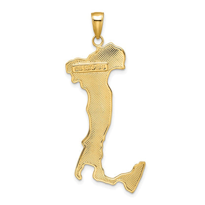 14k Yellow Gold Large Map with ITALY Pendant
