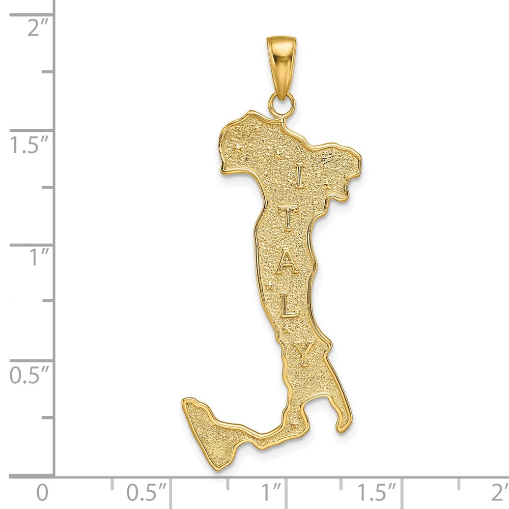 14k Yellow Gold Large Map with ITALY Pendant