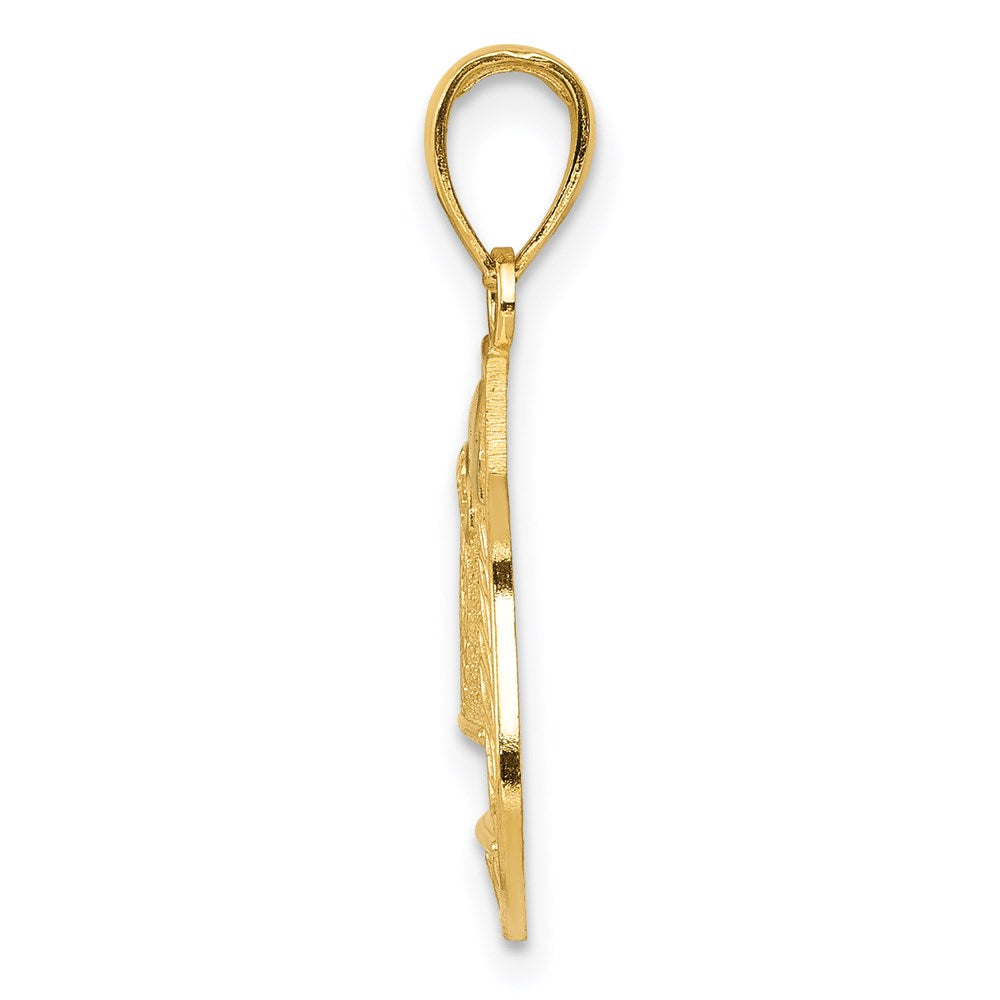 14k Yellow & Rhodium Gold w/Rhodium Police Badge Pendant