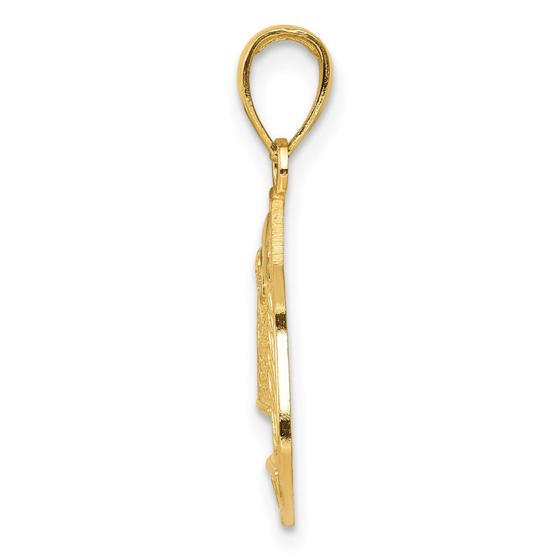 14k Yellow & Rhodium Gold w/Rhodium Police Badge Pendant