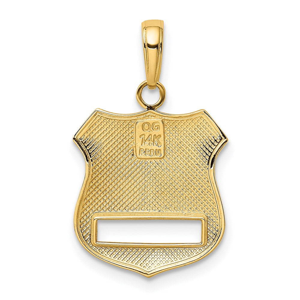 14k Yellow & Rhodium Gold w/Rhodium Police Badge Pendant