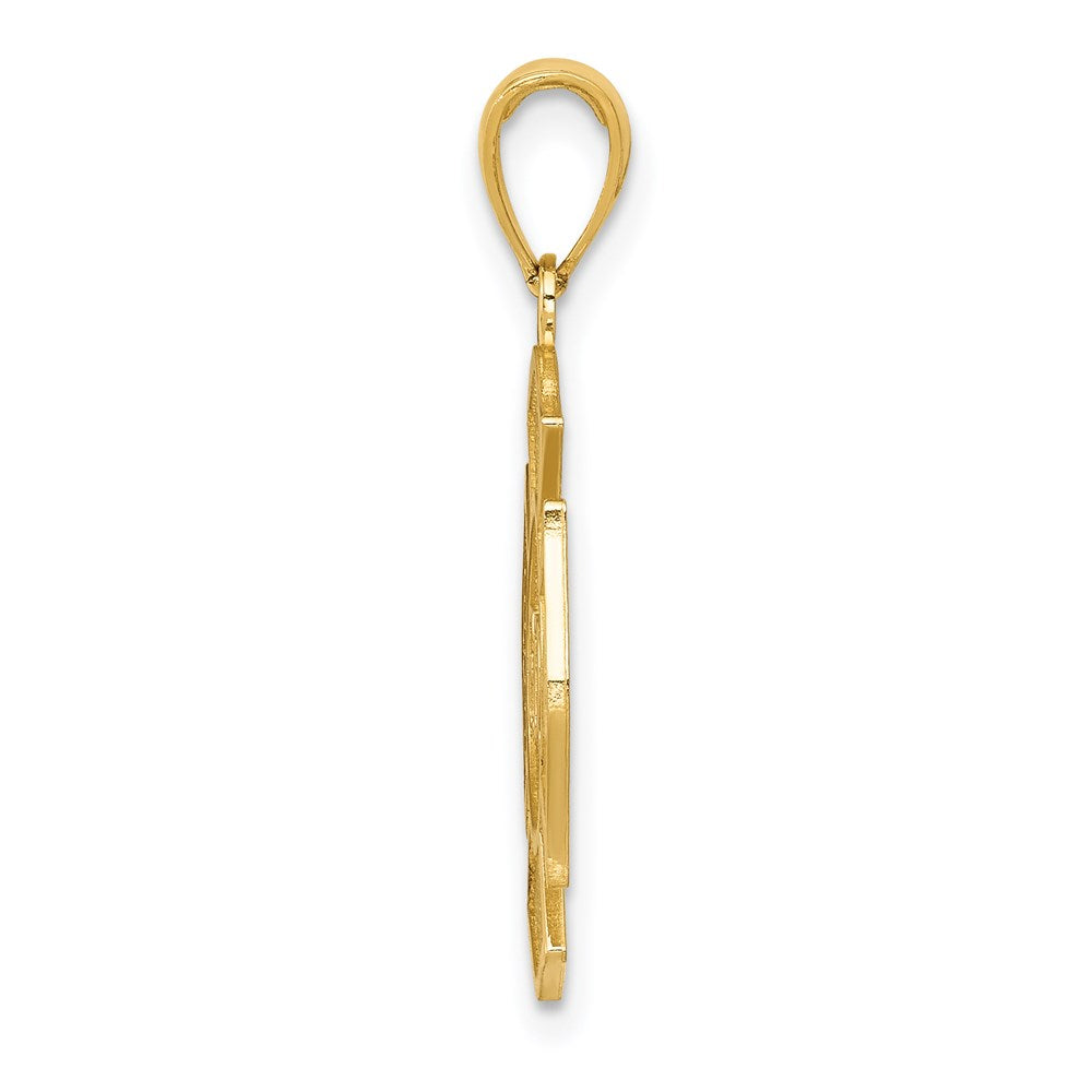 14k Yellow Gold Fire Department FD Badge Pendant