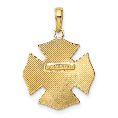 14k Yellow Gold Fire Department FD Badge Pendant