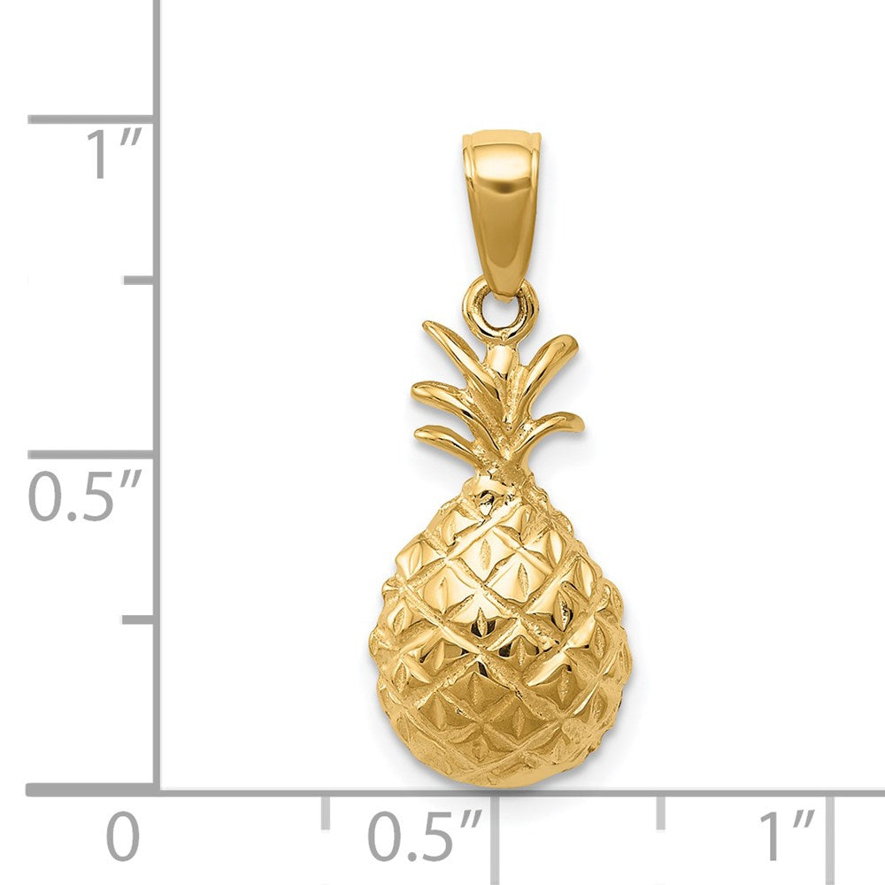 14k Yellow Gold Diamond-cut Pineapple Pendant
