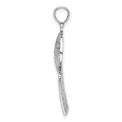 14k White Gold Diamond-Cut Basketball and Net Charm