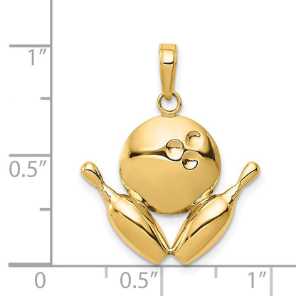 14k Yellow Gold Diamond-Cut Bowling Theme Charm