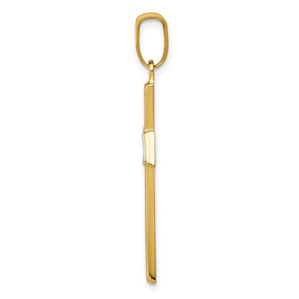 14k Yellow & Rhodium Goldw/Rhodium Polished Cross Pendant