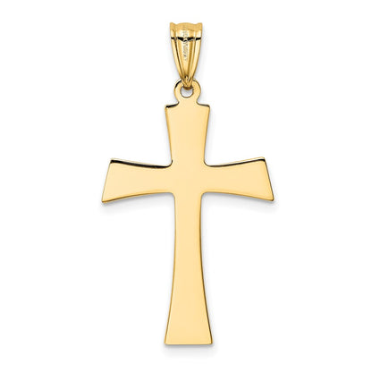 14k Yellow & Rhodium Goldw/Rhodium Polished Cross Pendant