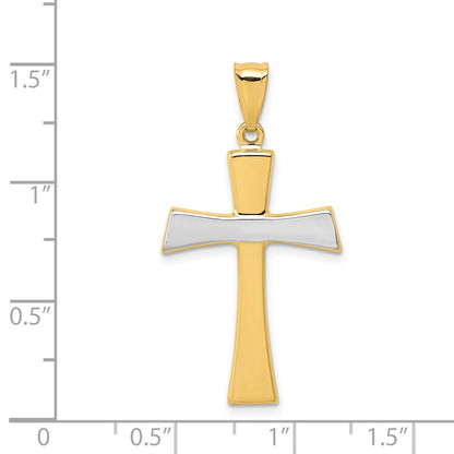 14k Yellow & Rhodium Goldw/Rhodium Polished Cross Pendant