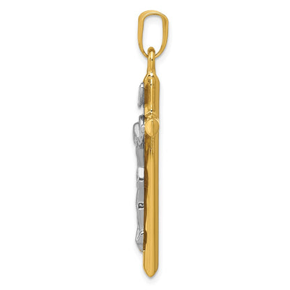 14k Two-tone Gold INRI Crucifix Pendant