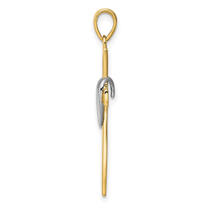 14k Yellow & Rhodium Gold w/Rhodium Polished Heart Cross Pendant